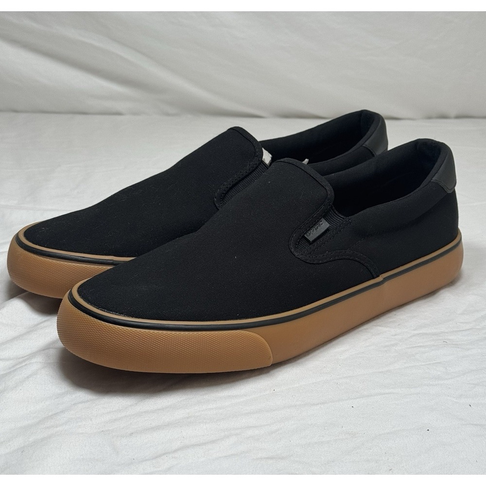 Lugz Slip On Shoes Mens Size 12 Black Canvas Gum Sole Casual Skate Sneakers